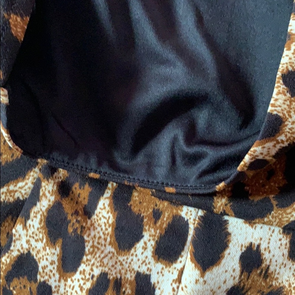 Leopard Animal Print Off The Shoulders Waist Belt Jumpsuit - Picture 7 of 8